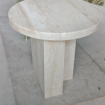 Small travertine side table