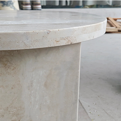 Small travertine side table
