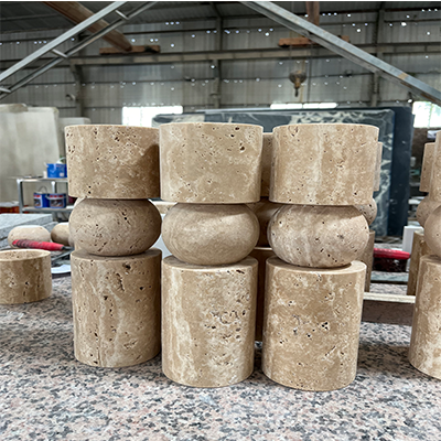 Table Candle Holder Of Travertine