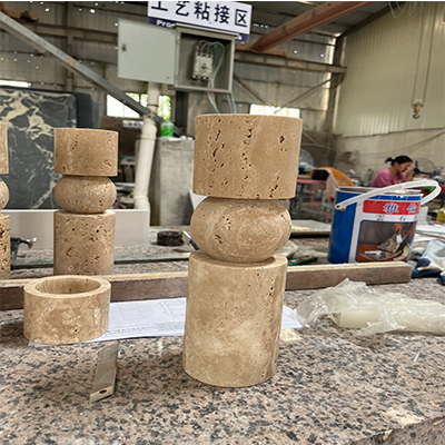 Table Candle Holder Of Travertine
