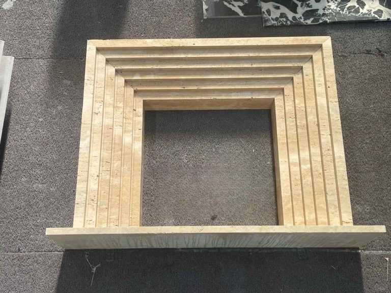 Custom Fluted Travertine Fireplace