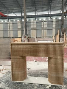 Custom Fluted Travertine Fireplace