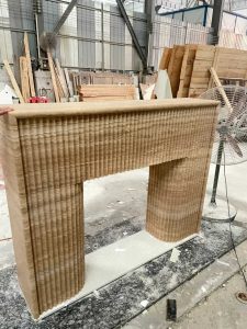 Custom Fluted Travertine Fireplace