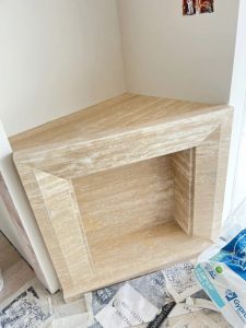 Custom Fluted Travertine Fireplace