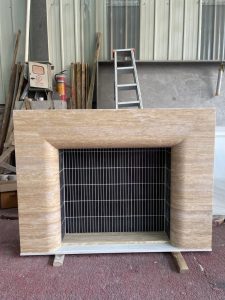Custom Fluted Travertine Fireplace