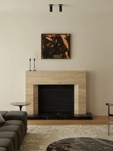 Custom Fluted Travertine Fireplace