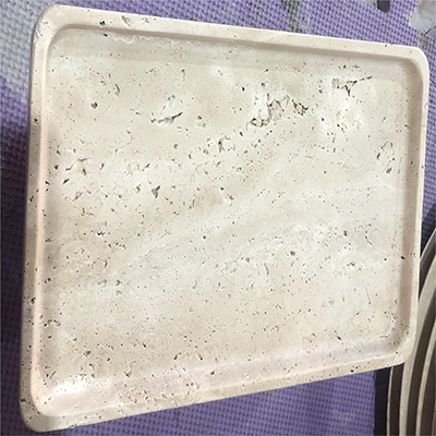Travertine footed tray of rectangle