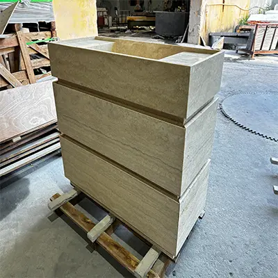 Beige Bathroom Cabinets of Travertine