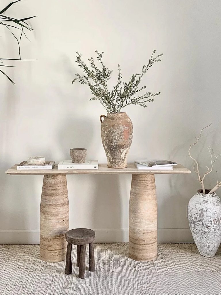 Arch Travertine Console Table