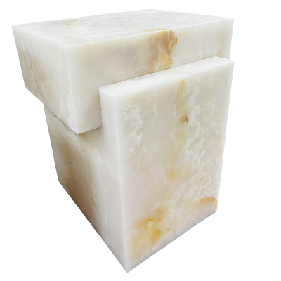 White Cube Onyx Side Table