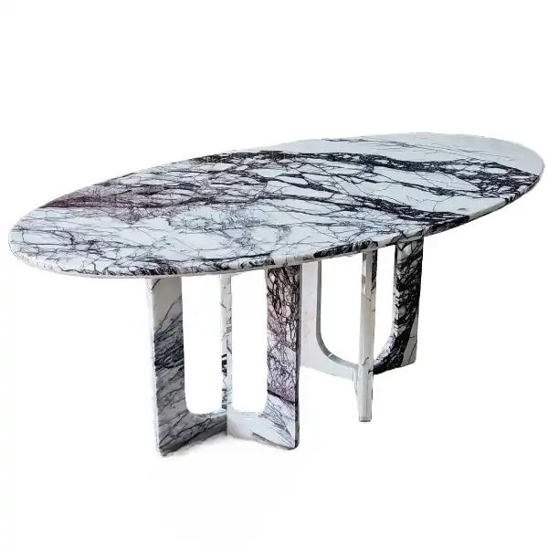 White Oval Marble Dining Table
