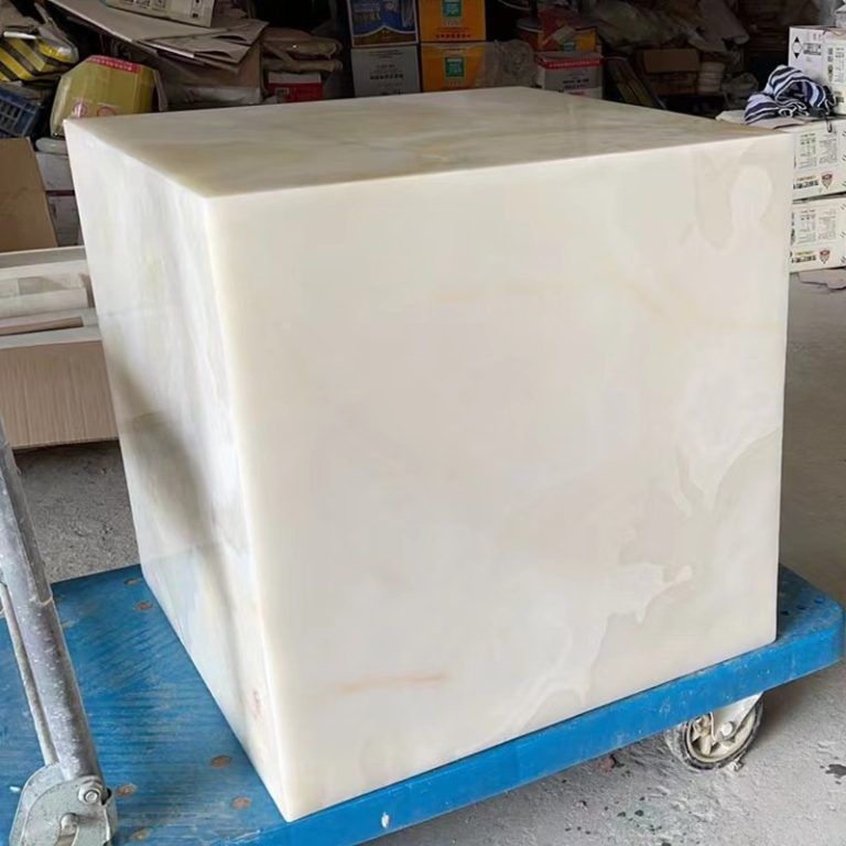 White Cube Onyx Side Table