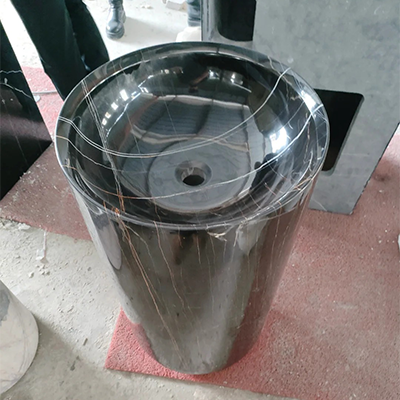 black marble pedestal sink of interior
