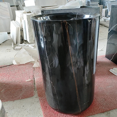 black marble pedestal sink of interior