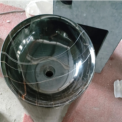 black marble pedestal sink of interior