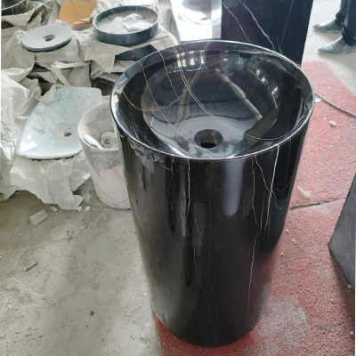 black marble pedestal sink of interior