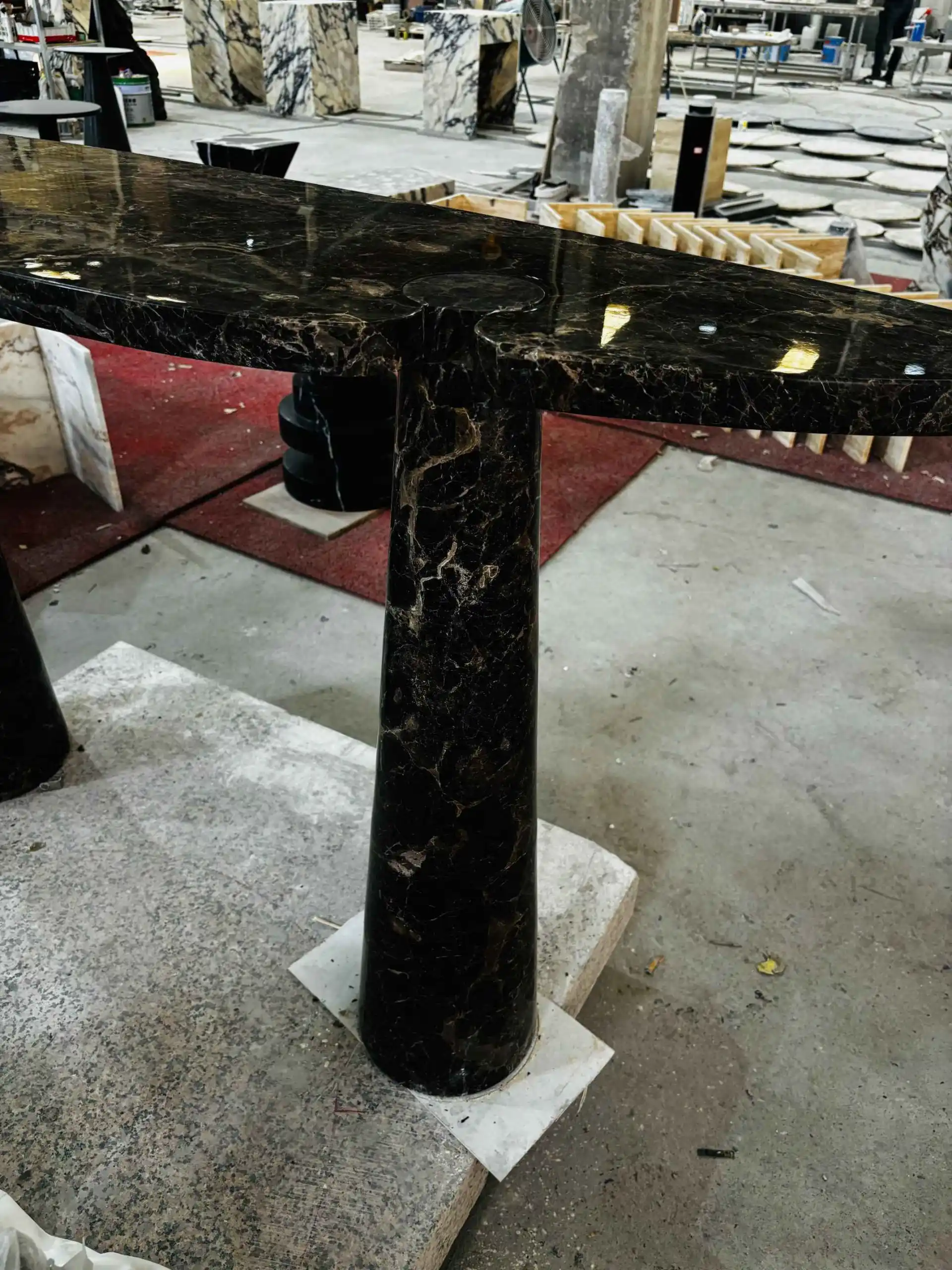 Console Marble Table Of Crescent-Shaped