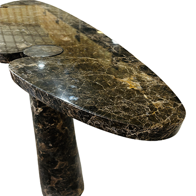 Console Marble Table Of Crescent-Shaped