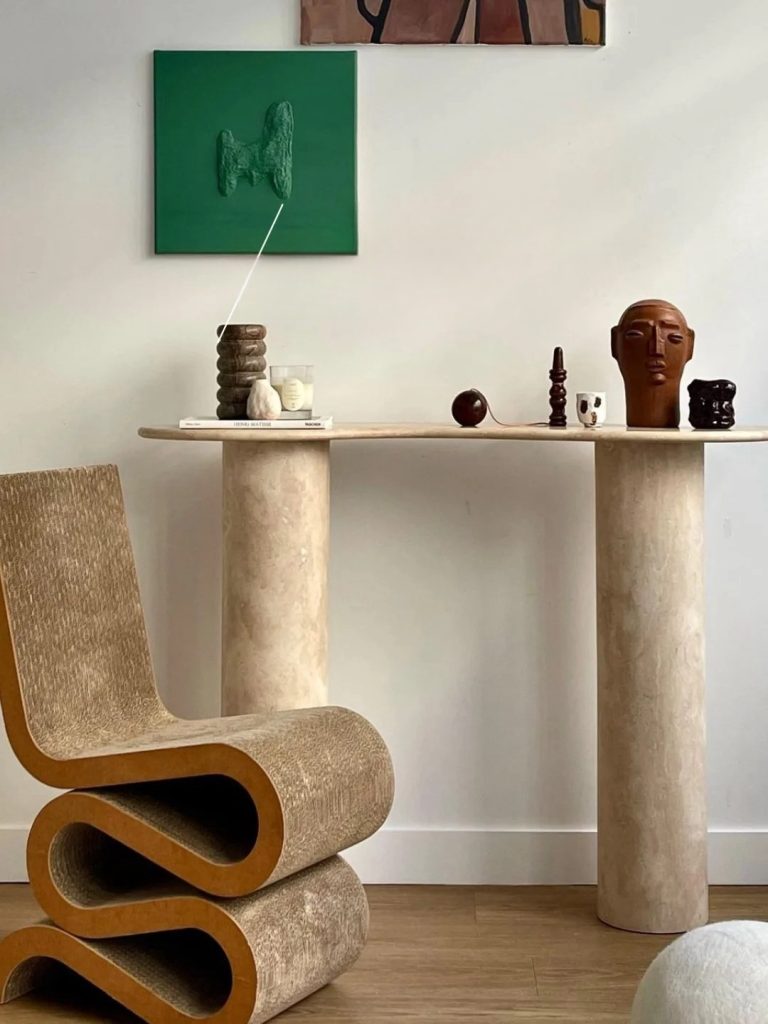 Arch Travertine Console Table