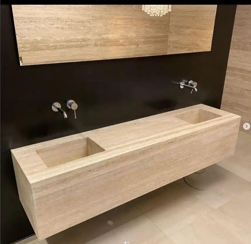 Travertine Double Trough Sink