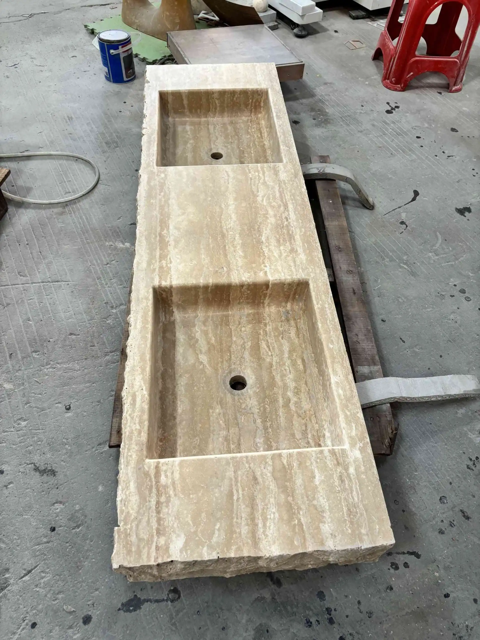 Travertine Double Trough Sink