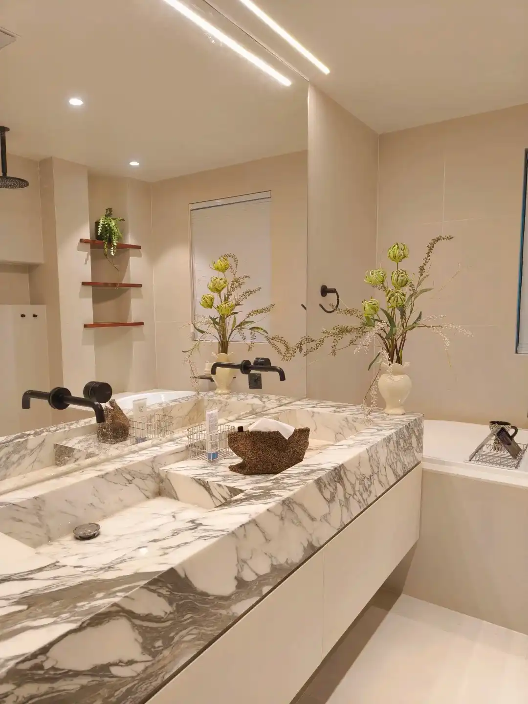 Travertine Double Trough Sink