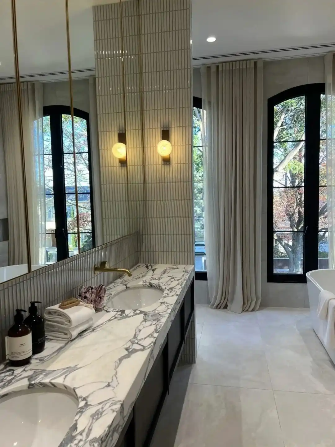 Travertine Double Trough Sink