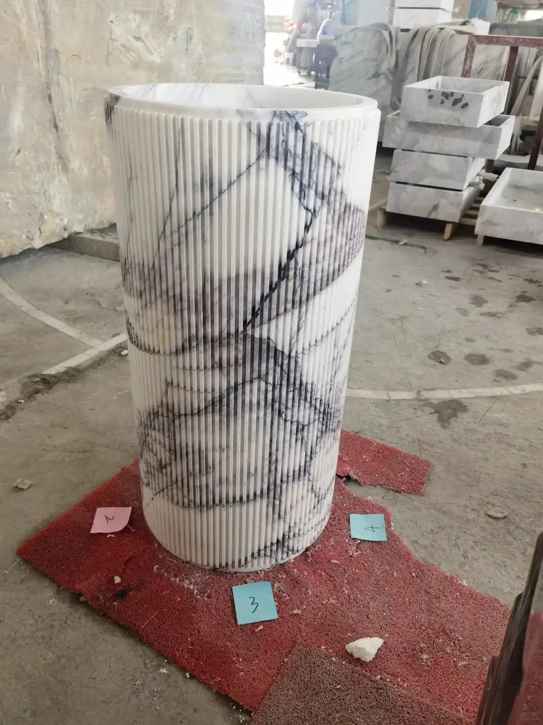 White Marble Round Freestanding Sink