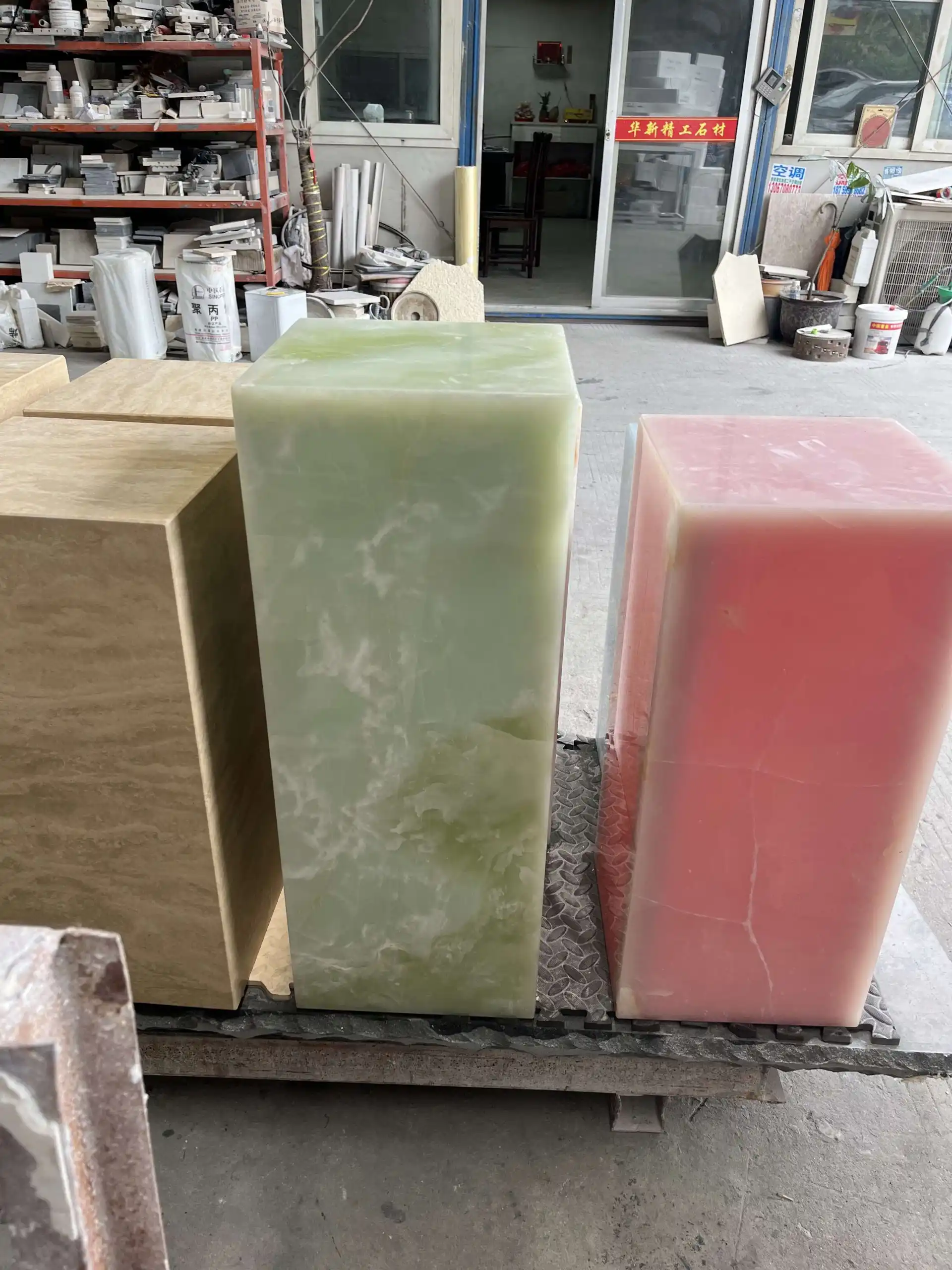 Square Onyx Cube Side Table