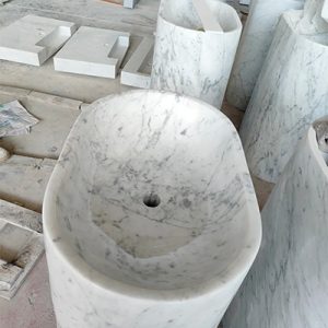 Carrara white marble pedestal sink