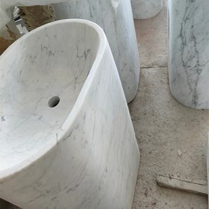 Carrara white marble pedestal sink
