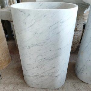 Carrara white marble pedestal sink