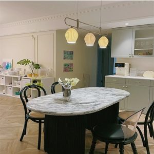 White Marble Oval Dining Table For 6
