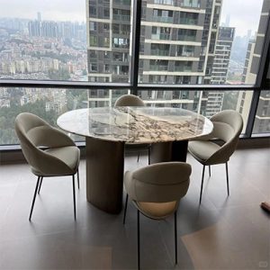 travertine rectangle pedestal dining table