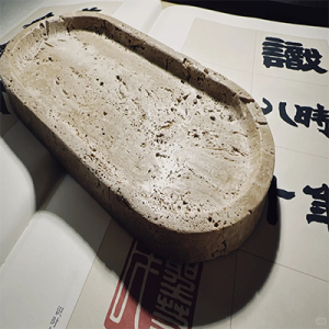 modern travertine oval tray
