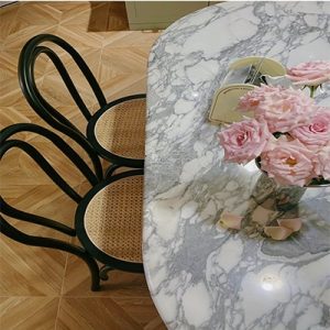 White Marble Oval Dining Table For 6