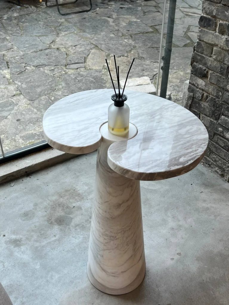modern white side table in marble