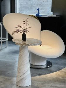 modern white side table in marble