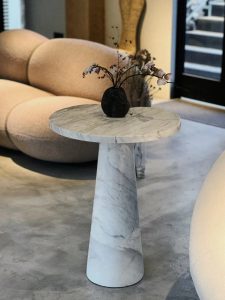 modern white side table in marble