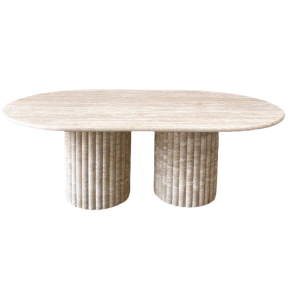 oval travertine table