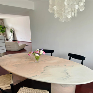 pink marble stone dining table