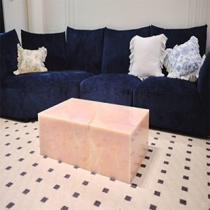 Custom pink onyx coffee table of home