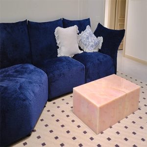 Custom pink onyx coffee table of home