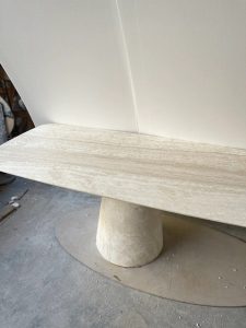 travertine rectangle pedestal dining table