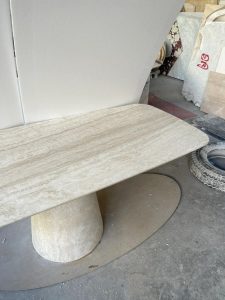 travertine rectangle pedestal dining table