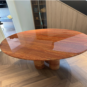 red travertine dining table