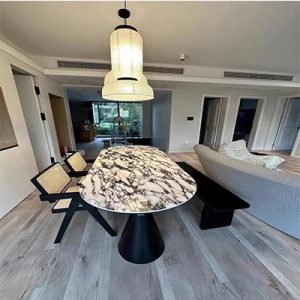 hite oval dining table in marble