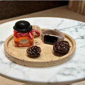 round travertine tray