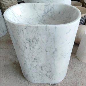 Carrara white marble pedestal sink