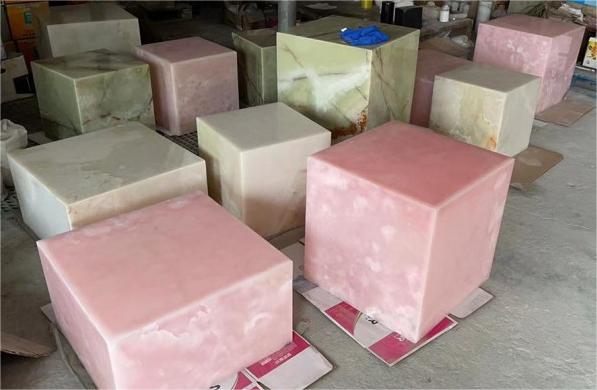 Square Onyx Cube Side Table